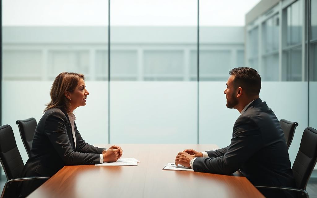 Business owner and consultant working through operating plans at a conference table